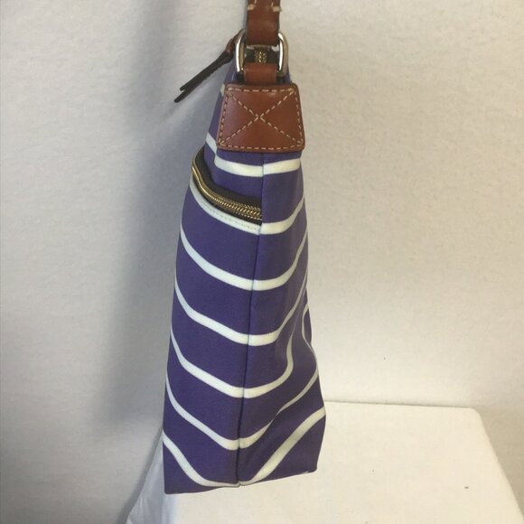 Dooney & Bourke Blue and White Striped Nylon Crossbody Bag - Picture 6 of 13